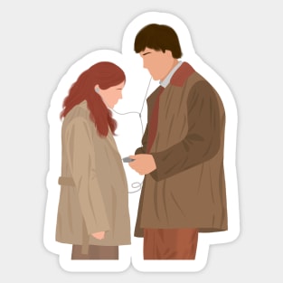 Office Jim and Pam Listening Music Song Headphones Fan Art Sticker